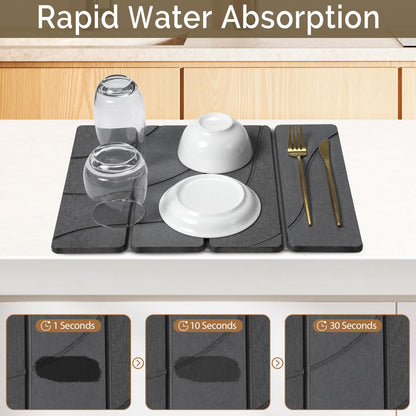 Small Stone Dish Drying Mat for Kitchen Counter (2 Count)