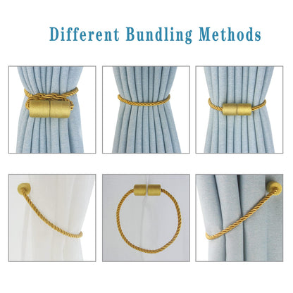 Magnetic Curtain Tiebacks Decorative Holdbacks Rope Tie Back Drapes Hangtty (4 Count)