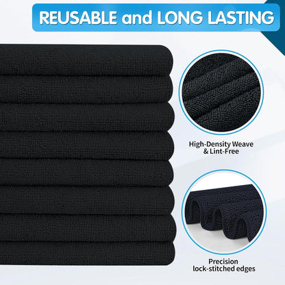 Black Microfiber Cleaning Cloth (50 Count)