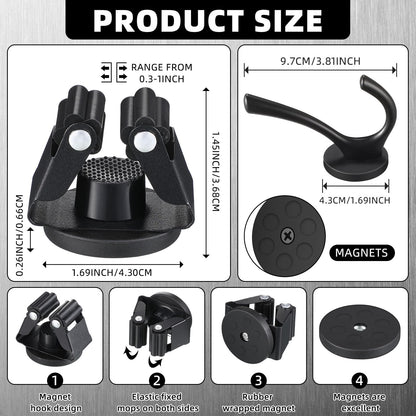 4 Pcs Magnetic Double Hooks Magnetic Coat Hooks Magnetic Mop Broom Holder Movable Magnetic Broom Holder Rack for Garage Kitchen Laundry Garden