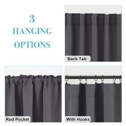 Small Window Curtains Blackout for Kitchen Bathroom Cafe RV Camper (2 Count)