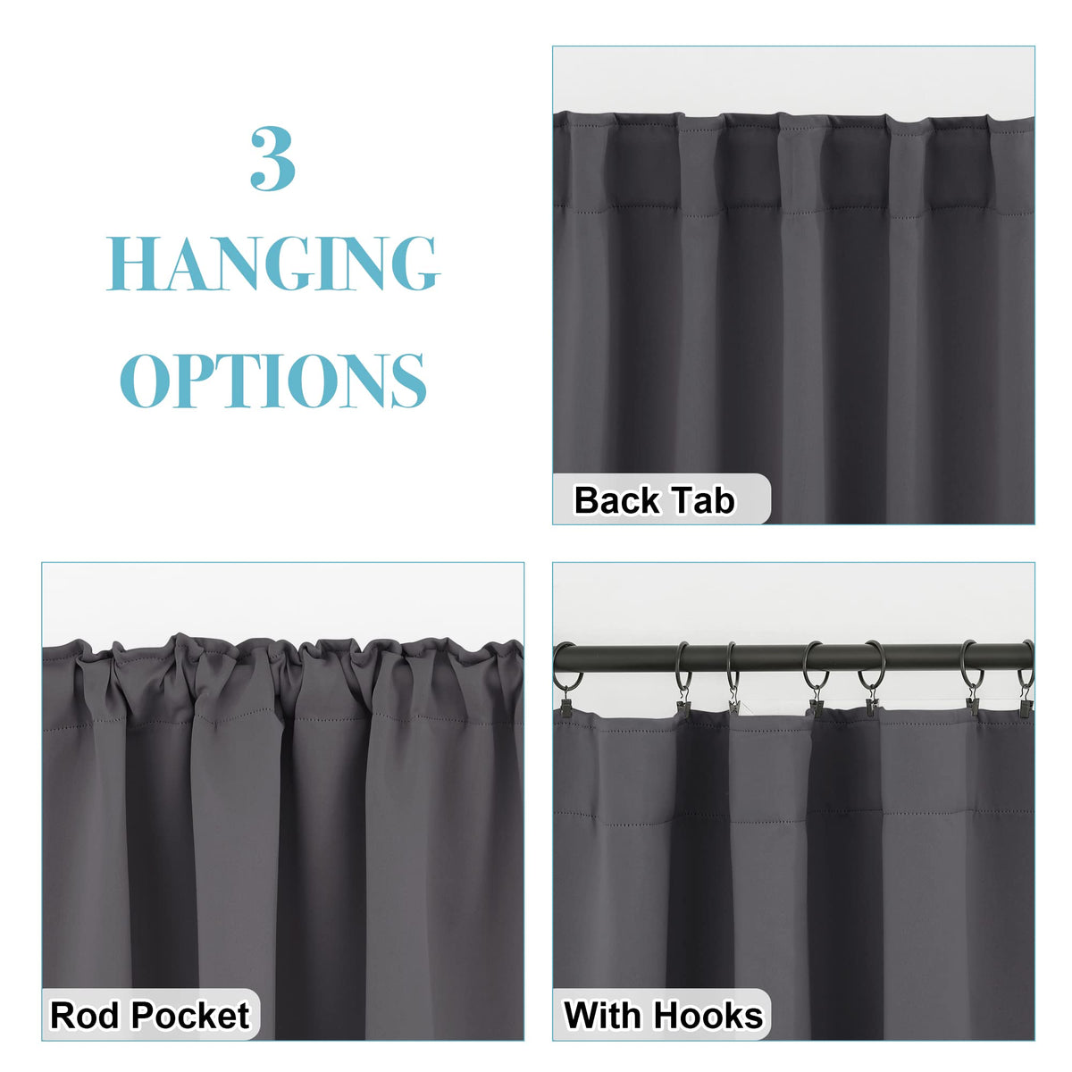 Blackout Curtains for Living Room Bedroom Dining Nursery Office (2 Count)