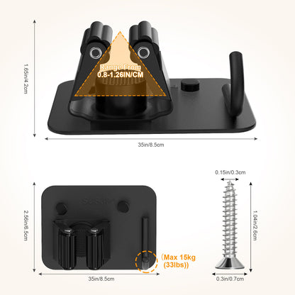 4 Pack Stainless Steel Heavy Duty Broom Holder Wall Mount with Hook (4 Count)