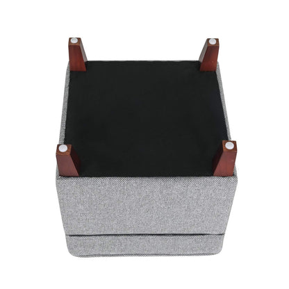 17 Inch Square Linen Storage Ottoman for Living Room & Bedroom