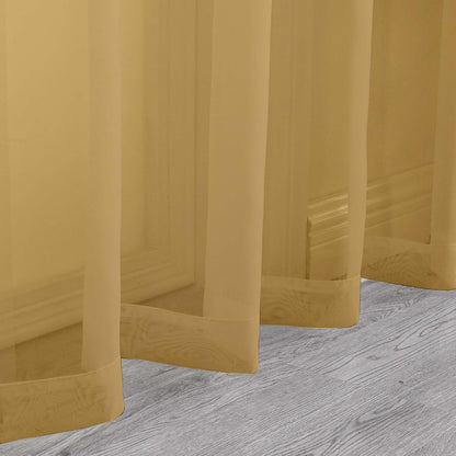Extra Long Gold Sheer Curtains 108 Inches Long 2 Panels (2 Count)