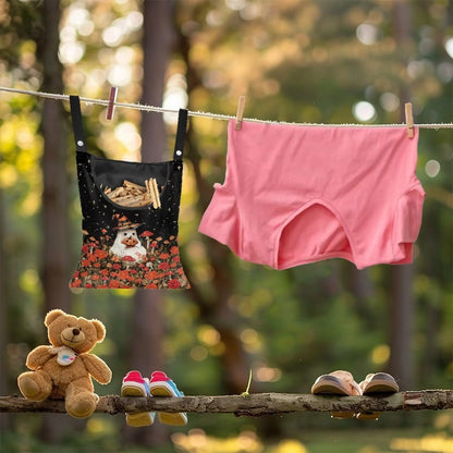Halloween Ghost Clothespin Bag Laundry Hanging Storage Organizer with Rope Red Mushroom Clothespin Holder with Large Opening for Clothesline Outdoor Clothespins Storage