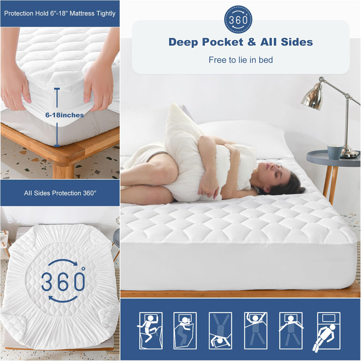 2 Pack Twin XL Mattress Protector Waterproof Hollow Cotton Mattress Pad (2 Count)