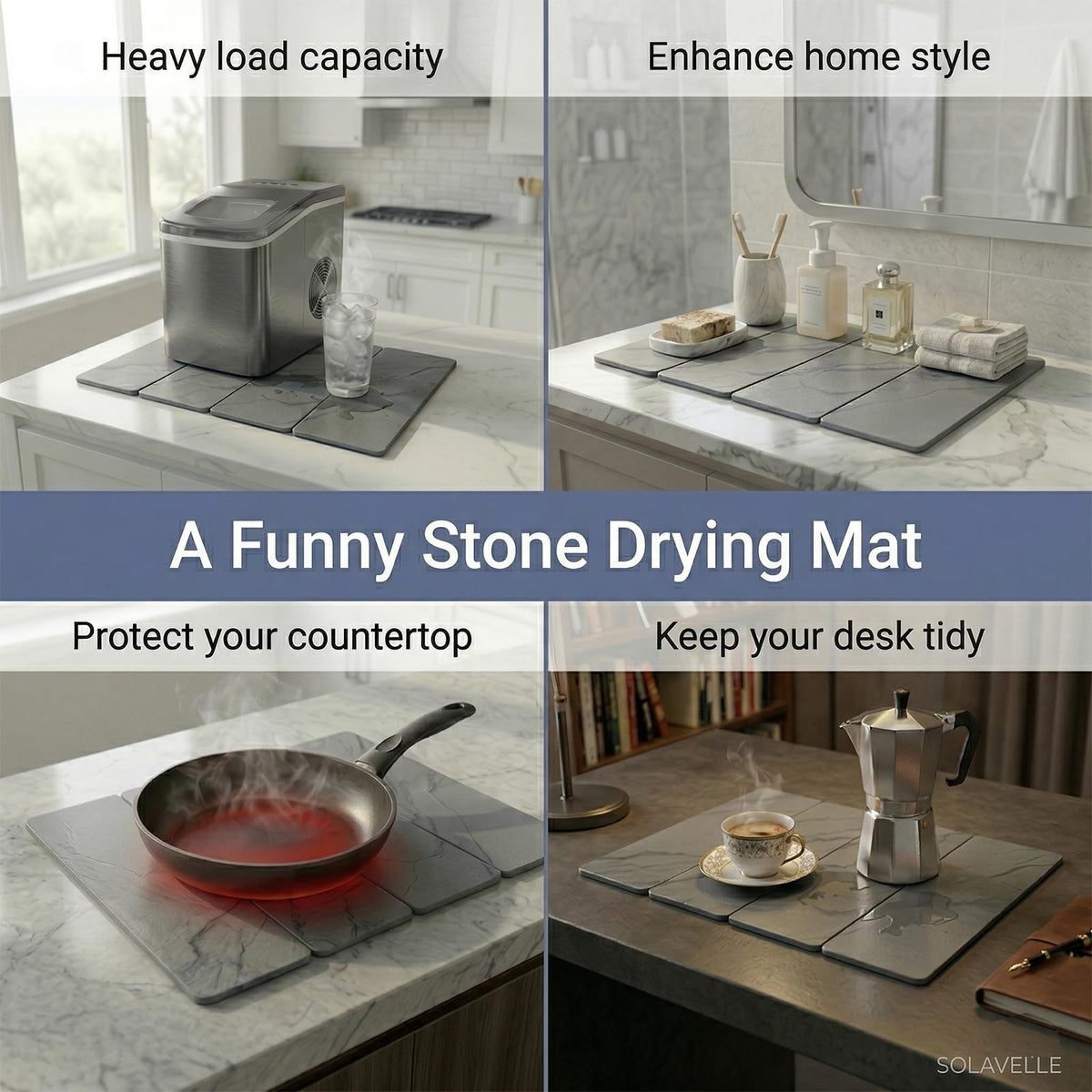 Stone Drying Mat for Kitchen Counter Light Gray