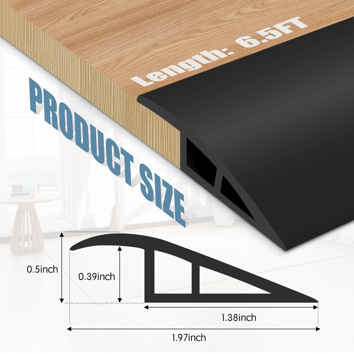 Floor Transition Strip Door Threshold 78" Floor Transition Reducer Trim on The Edges Threshold Strip Self Adhesive Suitable for Doorways
