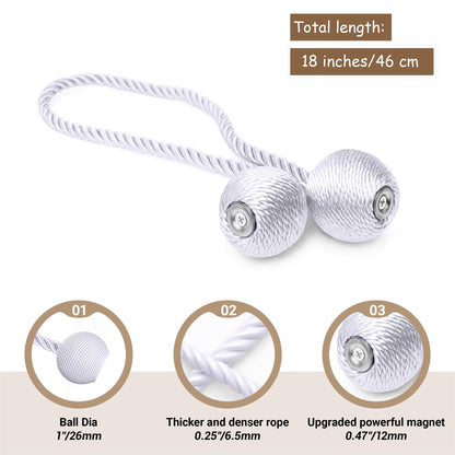 Magnetic Curtain Tiebacks White 2pcs