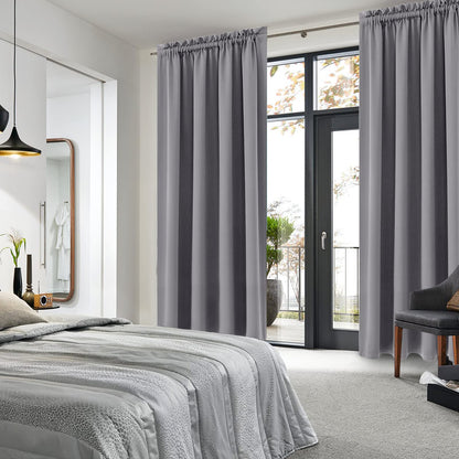 Wide Blackout Curtains for Bedroom Living Room 60 x 84 Inch Long Grey (2 Count)