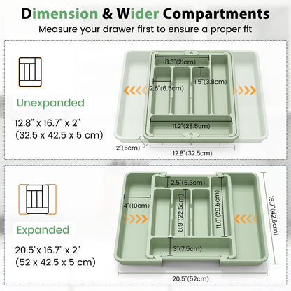 Large Silverware Organizer for Kitchen Drawer & Utensils