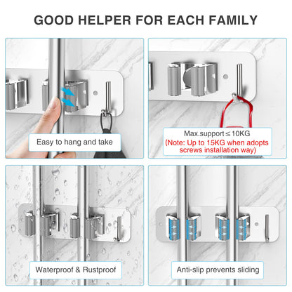 Wall Mount Mop and Broom Holder (4 Count)
