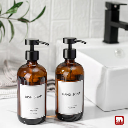 Amber Glass Soap Dispenser (2 Count)