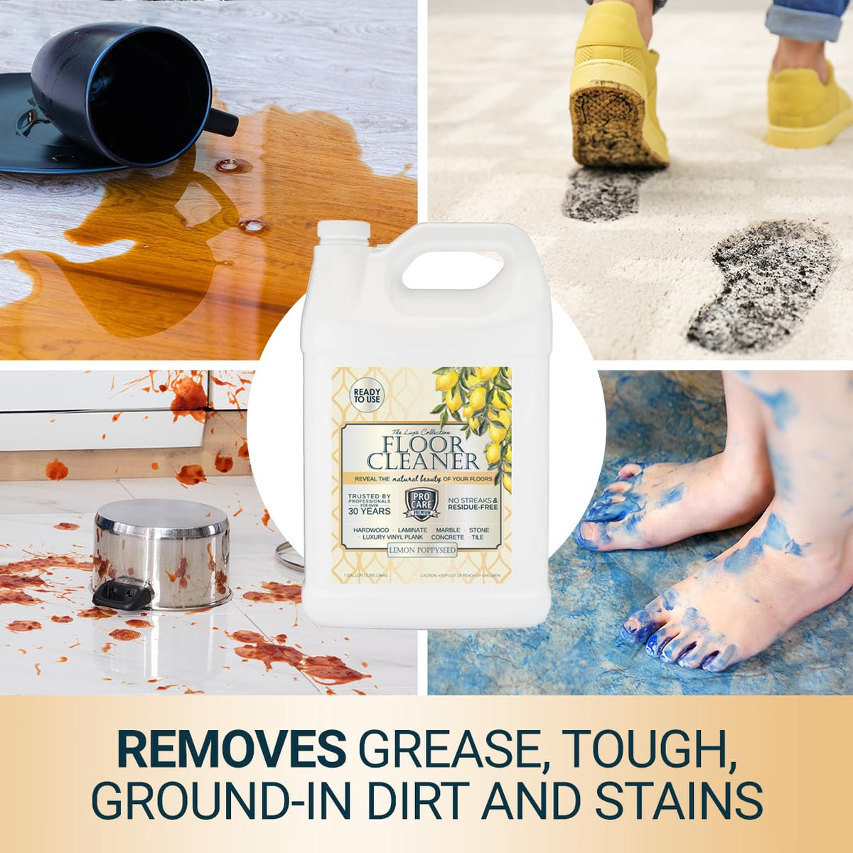 Floor Cleaner Ready to Use Lemon Poppyseed (128 Fl Oz)