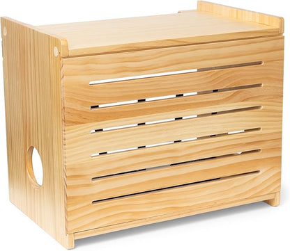 Wooden WiFi Router Storage Box - Deluxe Wall Mountable Decorative Modem Shelf Hider Cover with Cable Management System - Rustic Home Organization Solution for Routers Up to 11" Tall - Pine