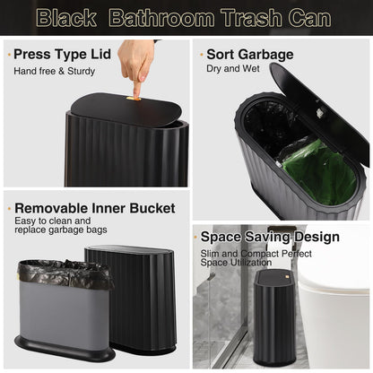 Small Bathroom Trash Can with Press Type Lid (3 Count)