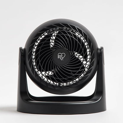 IRIS USA Desk Fan, Air Circulator, 3 Speeds, 52ft Max Air Distance, 360° Adjustable Tilt, 30 db Quiet Motor, Fan for Bedroom, Office, Dorm, Medium, Black