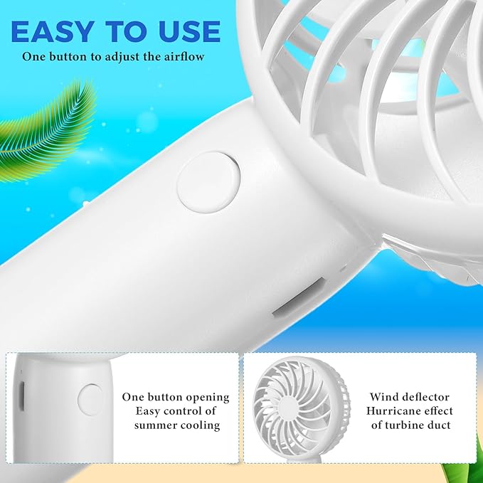 Tujoe 24 Pcs Mini Powerful Handheld Fan 3 Speed Personal Small Portable Rechargeable Fan with Base USB for Women Eyelash Makeup Office Travel Beach Indoor Outdoor (White,Black)