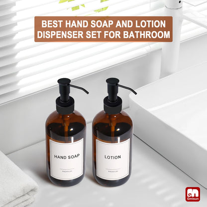 Amber Glass Soap Dispenser (2 Count)
