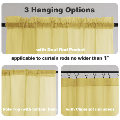 Mustard Yellow Sheer Valances for Windows (2 Count)