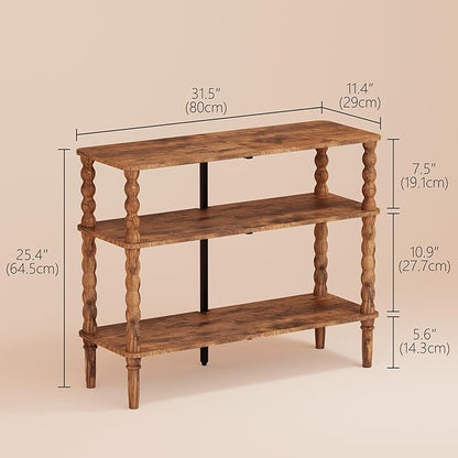 Veegle Shoe Rack,3 Tier Shoe Organizer with Solid Wood Legs for Closet, Entryway, Garage & Corridor, Easy Assembly Shoe Shelves,Rustic Brown