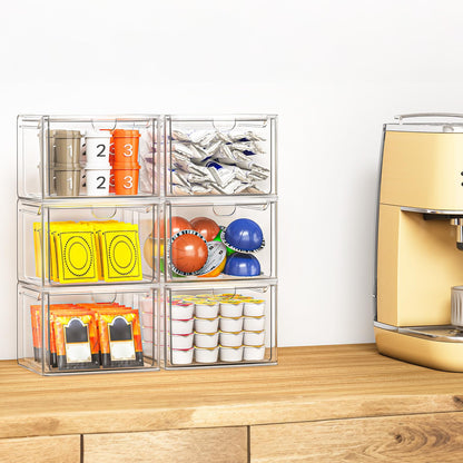 6 Pack Stackable Acrylic Storage Drawers (6 Count)
