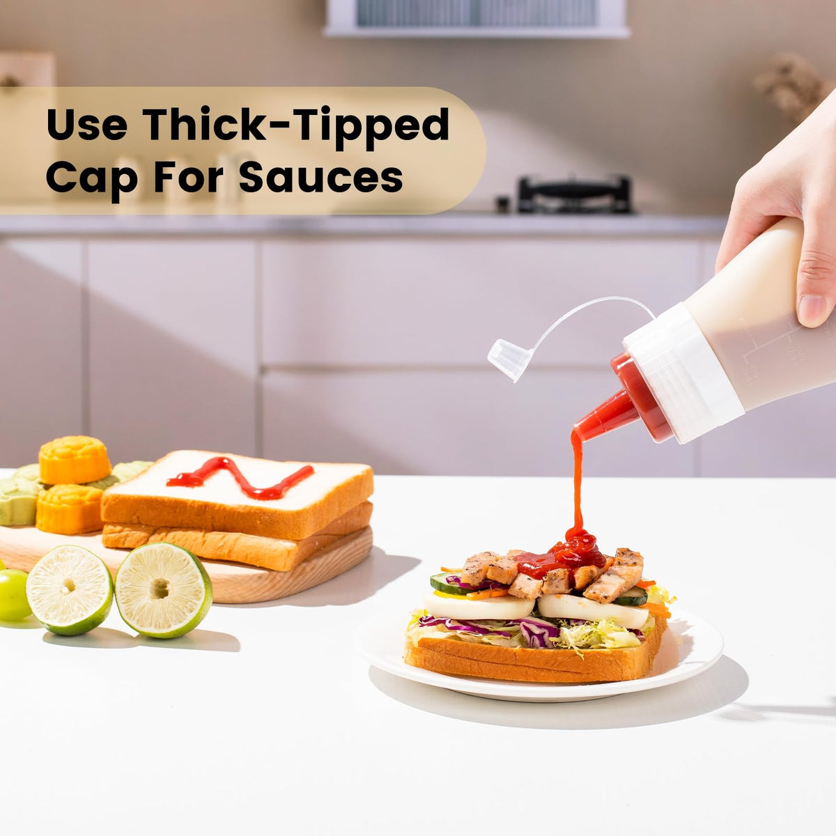 16 oz Silicone Squeeze Bottles for Sauces & Oil (4 Count)