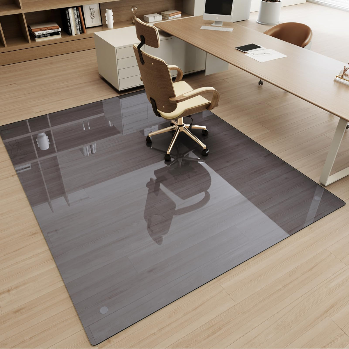 Tempered Glass] 48" x 60" Glass Office Chair Mat for Carpet