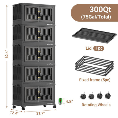 300Qt Stackable Storage Bins with Lid (5 Count)