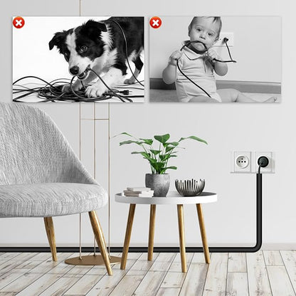 Wall Cord Hider, Flexible Self-Adhesive Wire Cover, Side-Open Cable Raceway for Cords on Wall, Cord Concealer for Mounted TV, Home Theater & Office (Black, Regular-118inch)