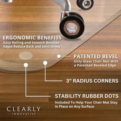 Tempered Glass Chair Mat with Lip for Carpet