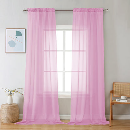 Sheer Pink Curtains 90 inches Long 2 Panels (2 Count)