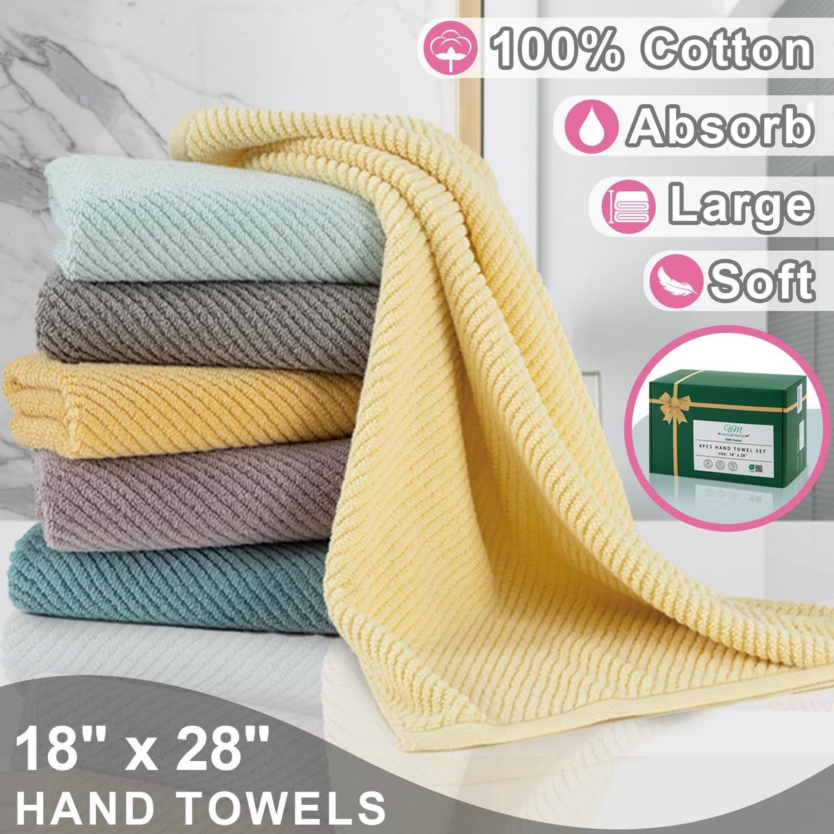 Hot PinkHand Towels 4PC