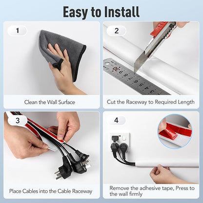 AGPTEK Wall Cord Hider 78 Inch - Self-Adhesive Wire Cover Cable Raceway Flexible PVC Home Wall Mount TV Cable Concealer Pet Cord Protector Management, Protect Cat Dog from Chewing, W 1.2" H 0.5"