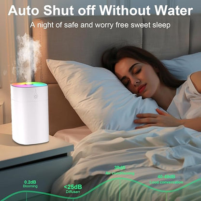 Humidifiers for Bedroom, Personal Desktop Plant Humidifier Indoor 400ML Office Portable Small Humidifier for Travel Oil Diffuser with Night Light Auto Shut-Off