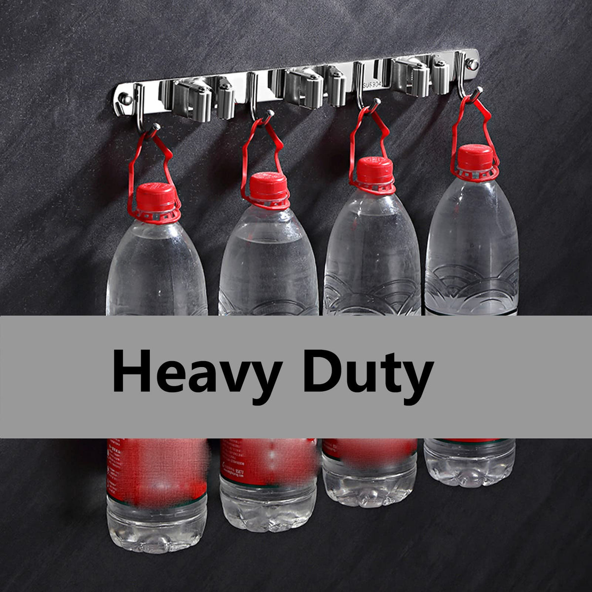 Stainless Steel Broom Holder Bathroom Storage Wall Mount Metal Holder for Heavy Duty Tool Organizer