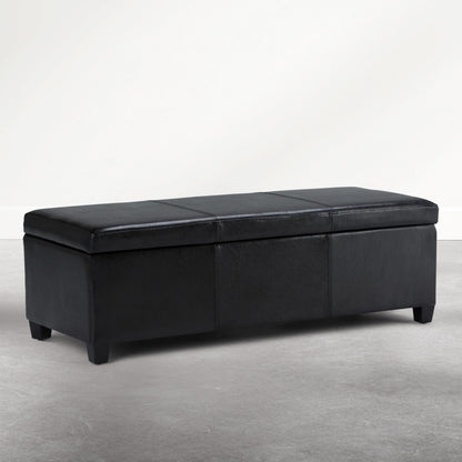 Avalon 48" Wide Vegan Leather Ottoman in Carbon Black