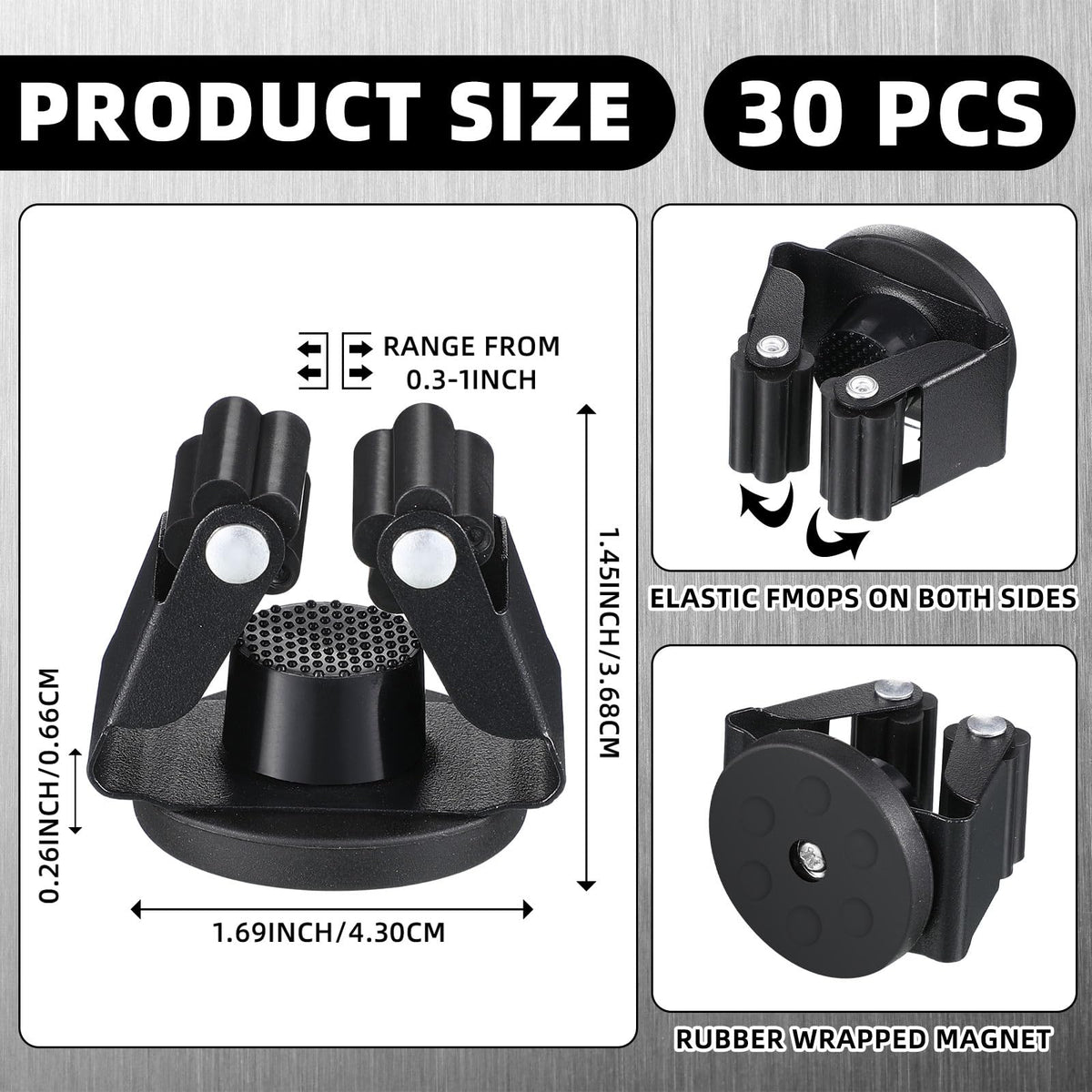 30 Pcs Magnetic Broom Holder Wall Mounted Anti Slip Rack (30 Count)