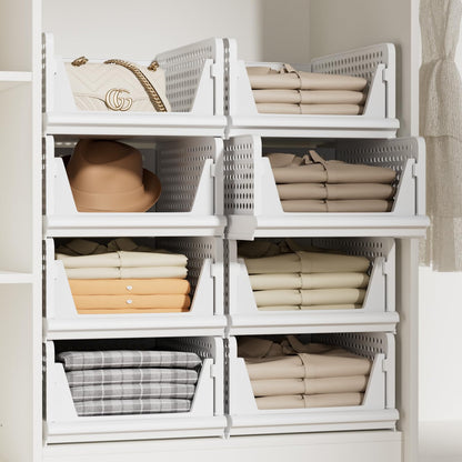 5 Pack Closet Storage Bins Stackable Organizer Drawer Shelf (5 Count)