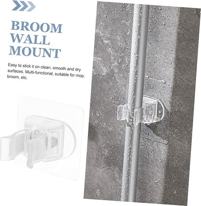 2Pcs Wall Mounted Mop Holder Adhesive Broom Organizer for Bathroom Kitchen and Laundry Room Simple Design Easy Installation Lightweight and Wall Holder for Brooms