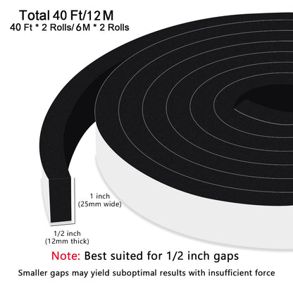 Strong Adhesive Foam Seal Strips for Door & Window (40 Foot)