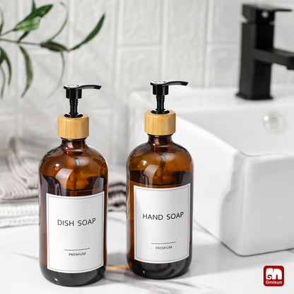 Amber Glass Soap Dispenser (2 Count)