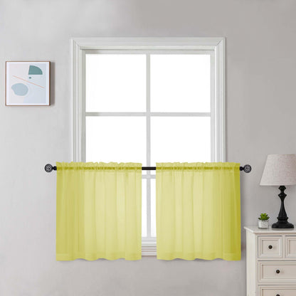 Sheer Lemon Tier Curtains 24 Inch Length Set (2 Count)