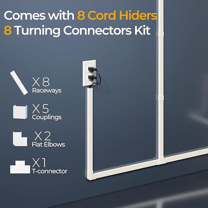 Cord Hider Kit, 113.4in Cord Covers for 2-4 Wires on Wall, Self-Adhesive Cable Hider Wire Covers for Cords on Wall, Paintable Cable Cover Raceway, Cord Hider for Walls Mount Tv, W0.95 H0.55in, Beige