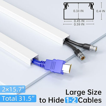 Delamu Cord Hider, 31.5in Cord Covers for Wires on Wall, Paintable Cable Hider, Easy to Use Wire Covers for Cords, Wire Hiders for TV on Wall, Cable Cover Cable Management, W0.59in H0.40in