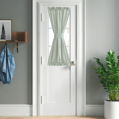 Sage Green Farmhouse Linen French Door Curtains for Window