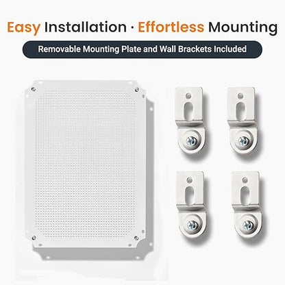 QILIPSU Waterproof Junction Box IP67 Outdoor Plastic Electrical Project Enclosure Weatherproof with Mounting Plate, Wall Brackets, Hinged Grey Cover 16.1"x12.2"x7.1"