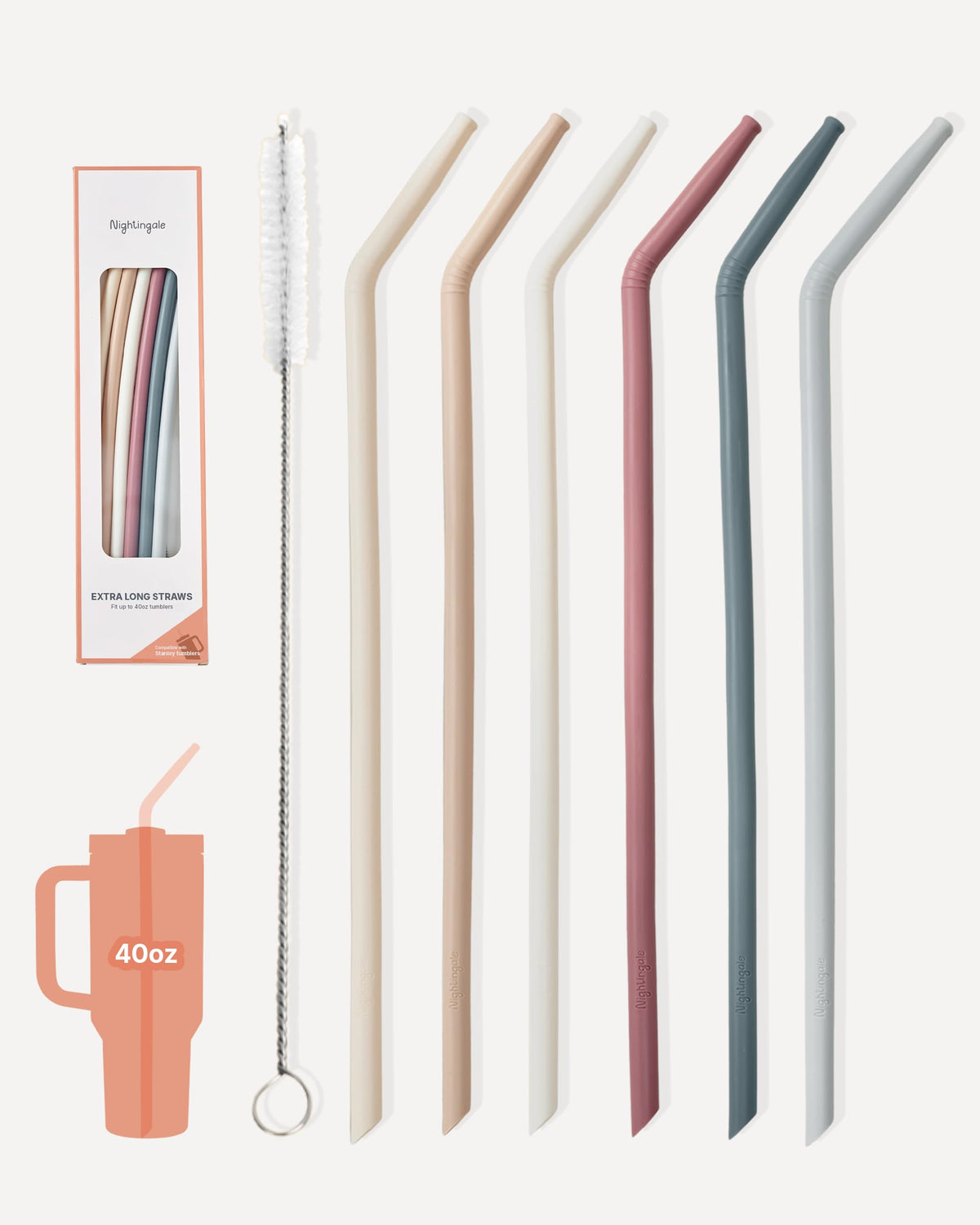 14” Silicone Tumbler Straws (6 Count)