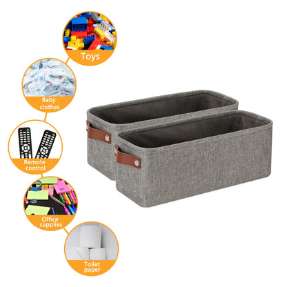 Soft Cotton Fabric Bathroom Storage Baskets 2 Pack Fabric Shelf Baskets for Gifts Empty Small Storage Organizer for Closet (2 Count)